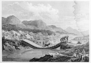 Autoportrait dessinant le pont sur la rivière Bafing, Sénégal, de 